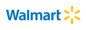Walmart logo is blue with yellow starburst