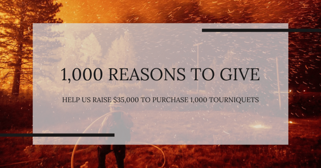 Picture of a wildfire blazing with the text 1,000 reasons to give.